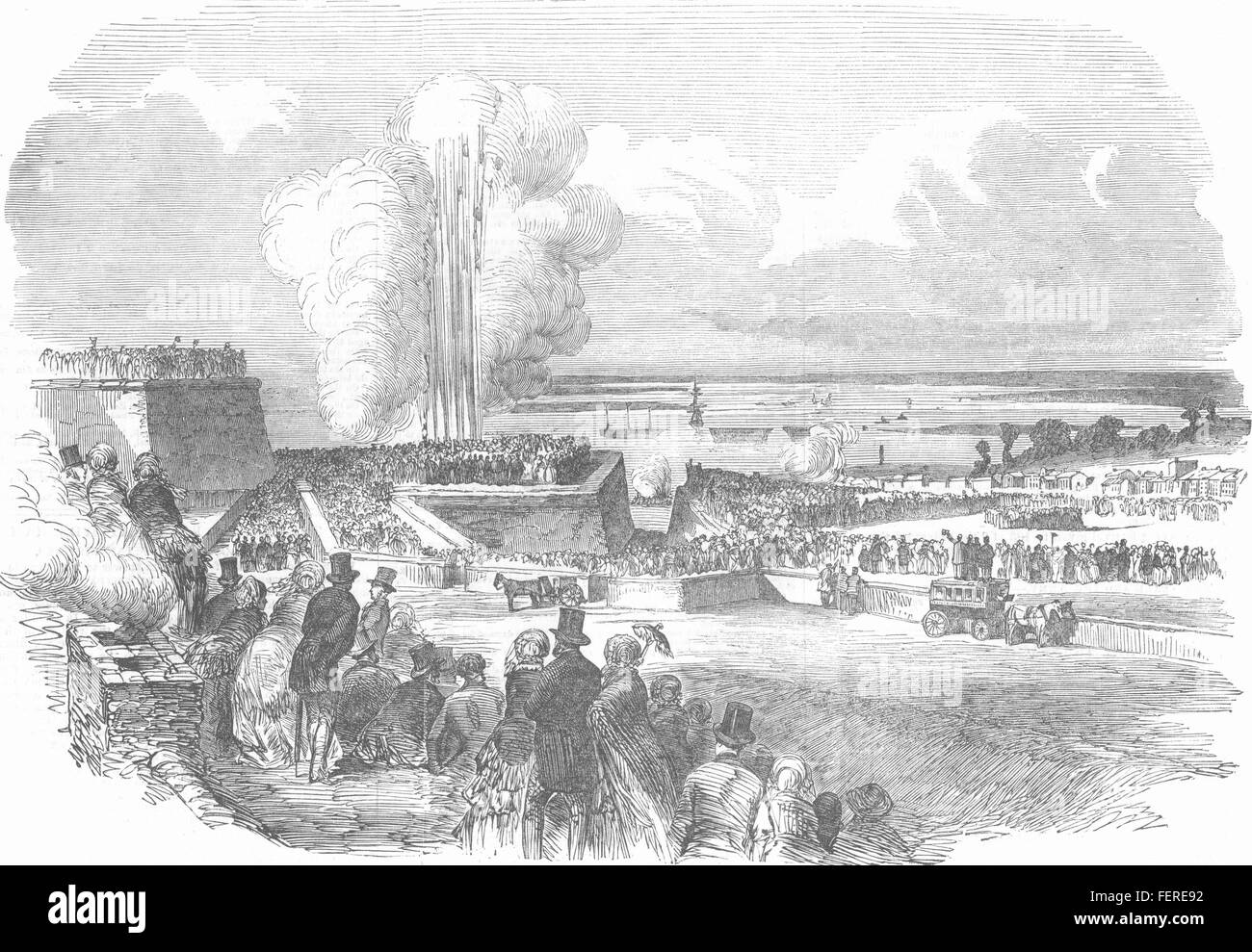 CHATHAM Siege operations-springing a mine. Kent 1854. Illustrated London News Stock Photo