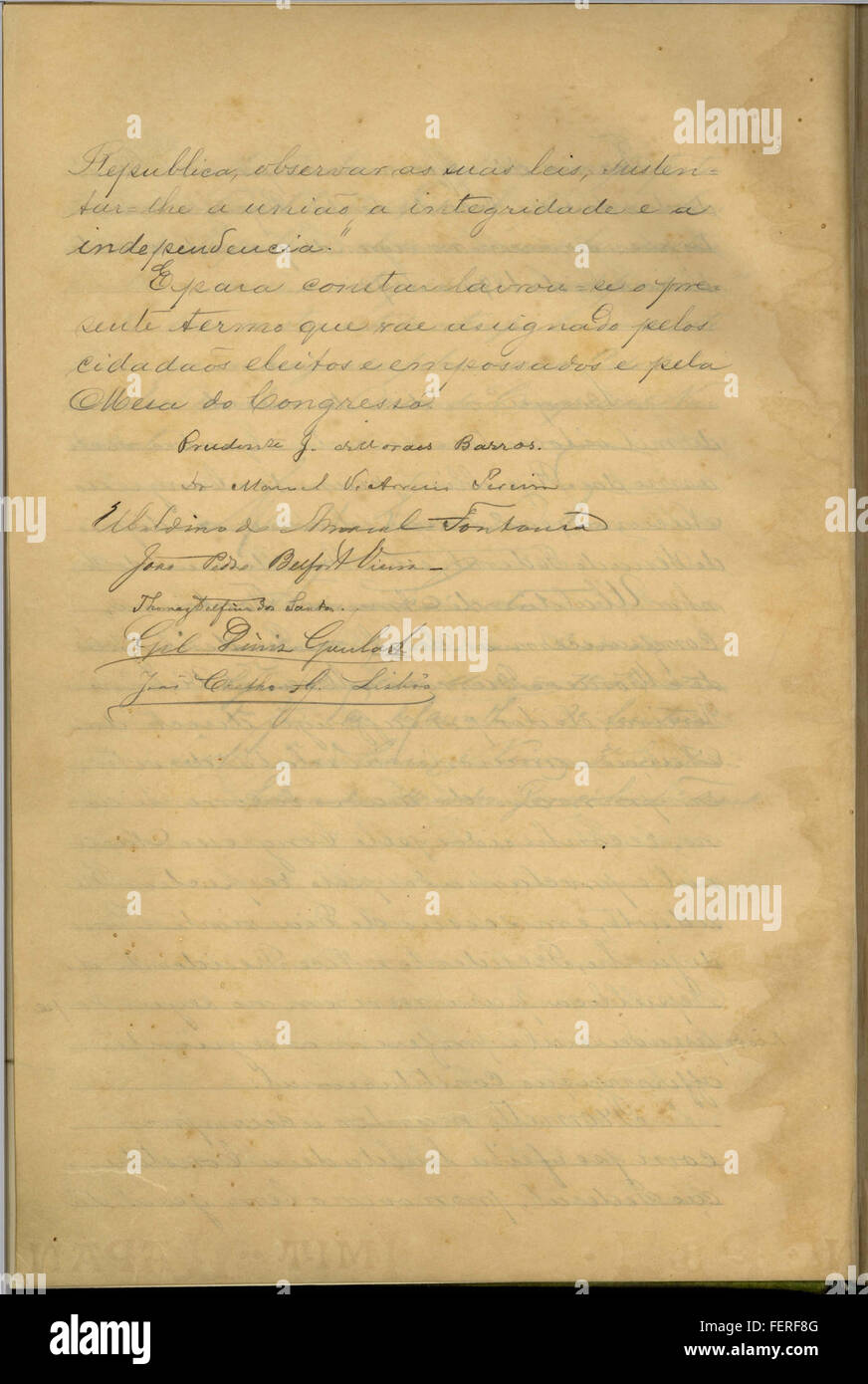 The official inauguration ceremony document from Brazil, detailing the ...