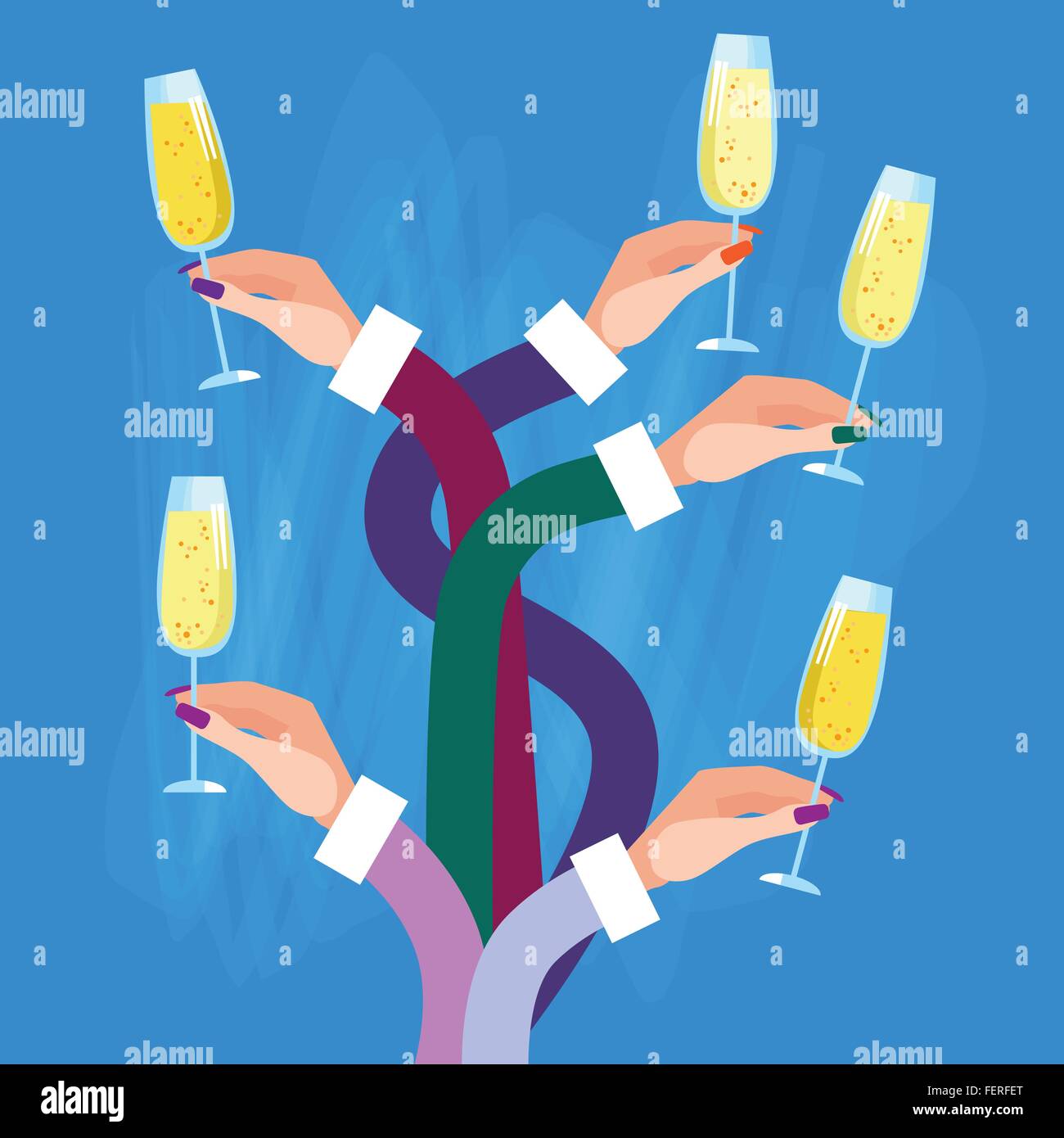 Hands Group Holding Glasses Champagne Wine Celebration Concept Stock ...