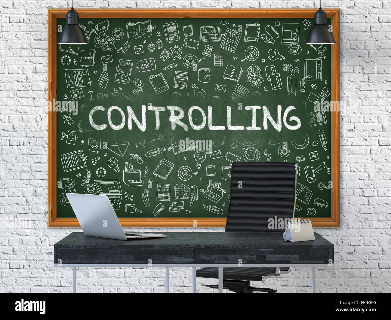 Controlling Concept. Doodle Icons on Chalkboard Stock Photo - Alamy