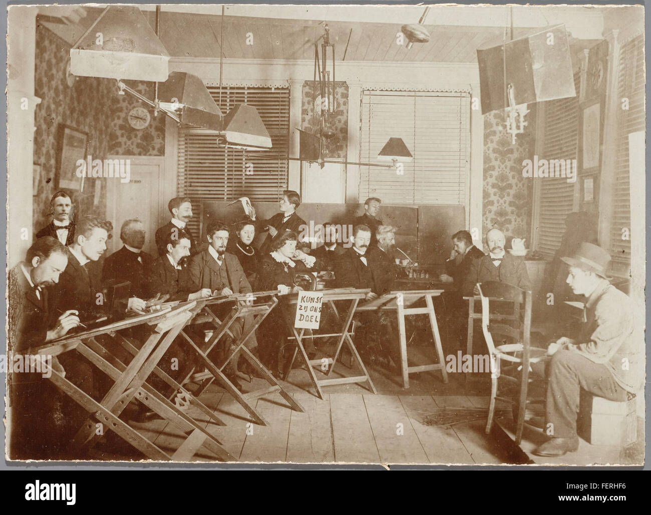 Tekenles 'Kunst zij ons doel' ca1900