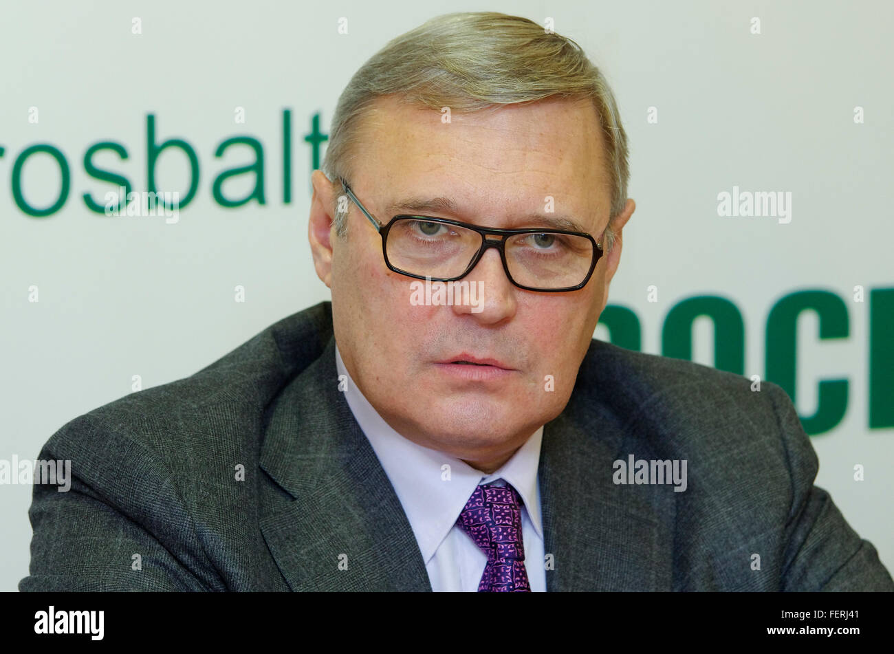 Russia. St. Petersburg. Russian politician Mikhail Kasyanov at a press conference. Stock Photo