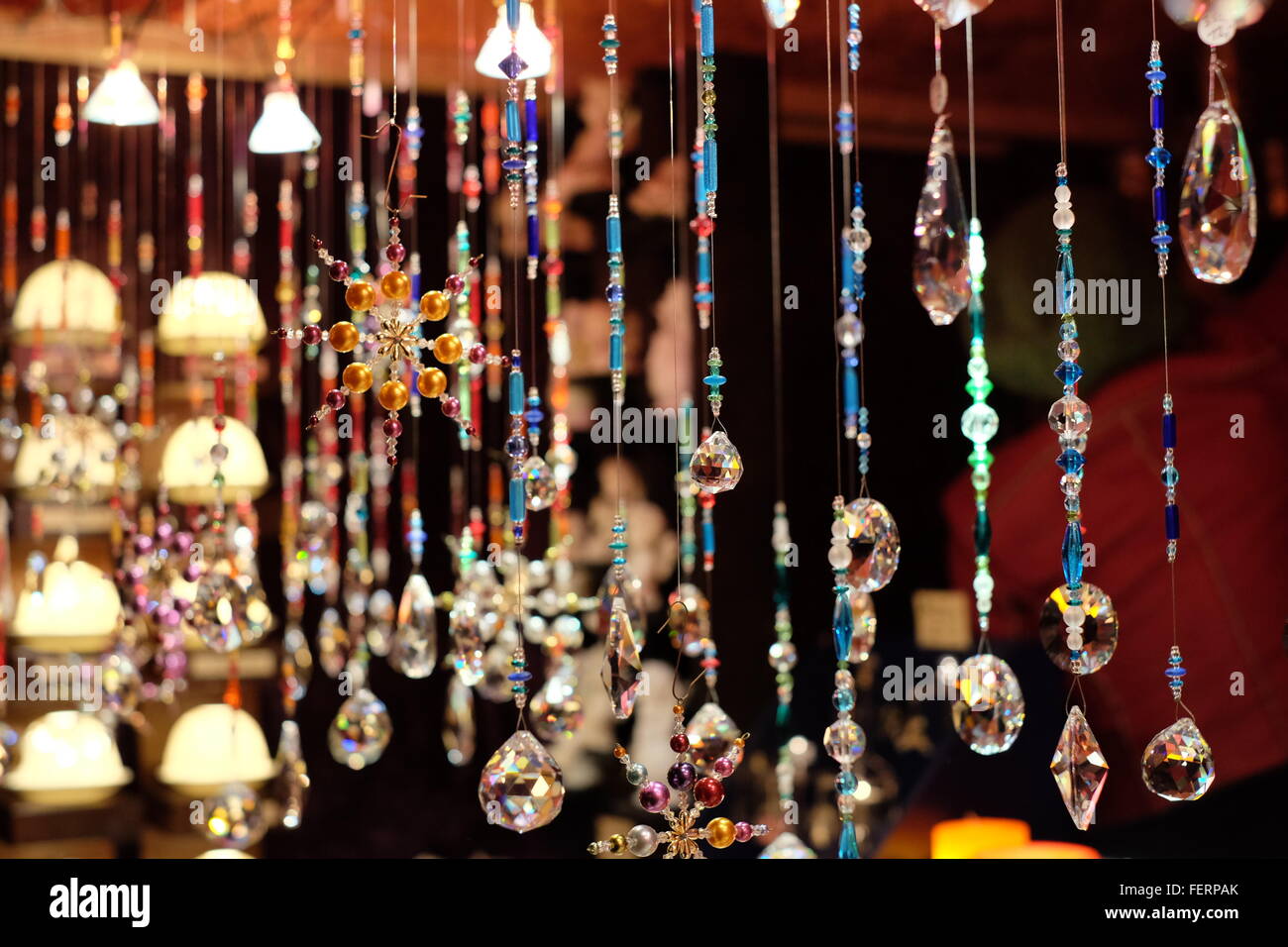 Decorative Crystals Hanging At Stores For Sale Stock Photo