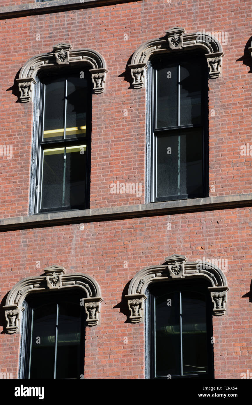 Typical Chicago limestone window frame architecture from the late 19th
