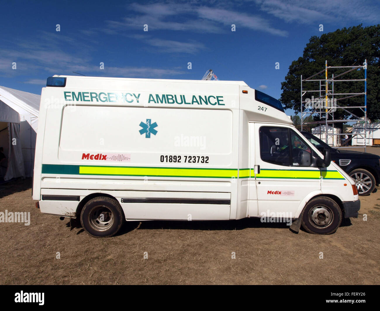 Medix Emergency Ambulance at the Hop Farm, England, licence reigistration R394FFG pic3 Stock Photo