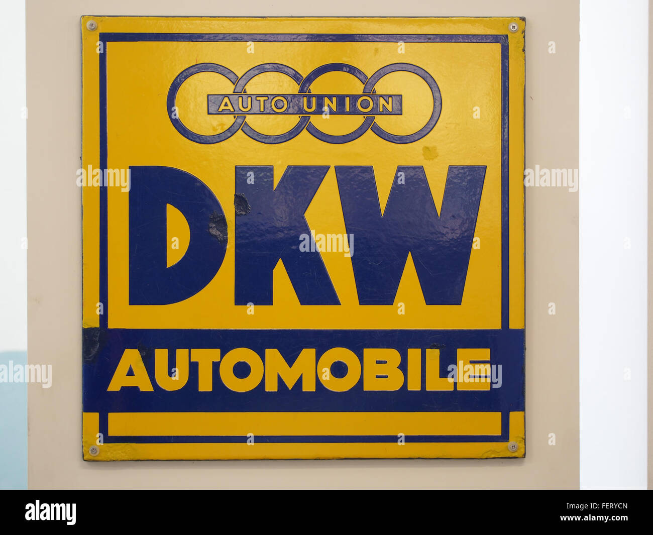 Auto Union DKW Automobile emaille werbeschild Stock Photo