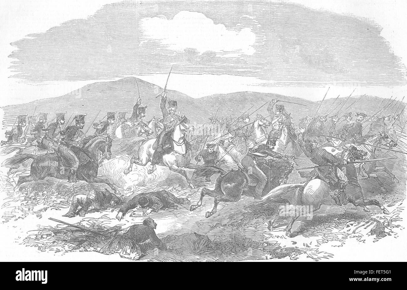 UKRAINE Fight between Hussars & Cossacks, Kerch 1855. Illustrated ...