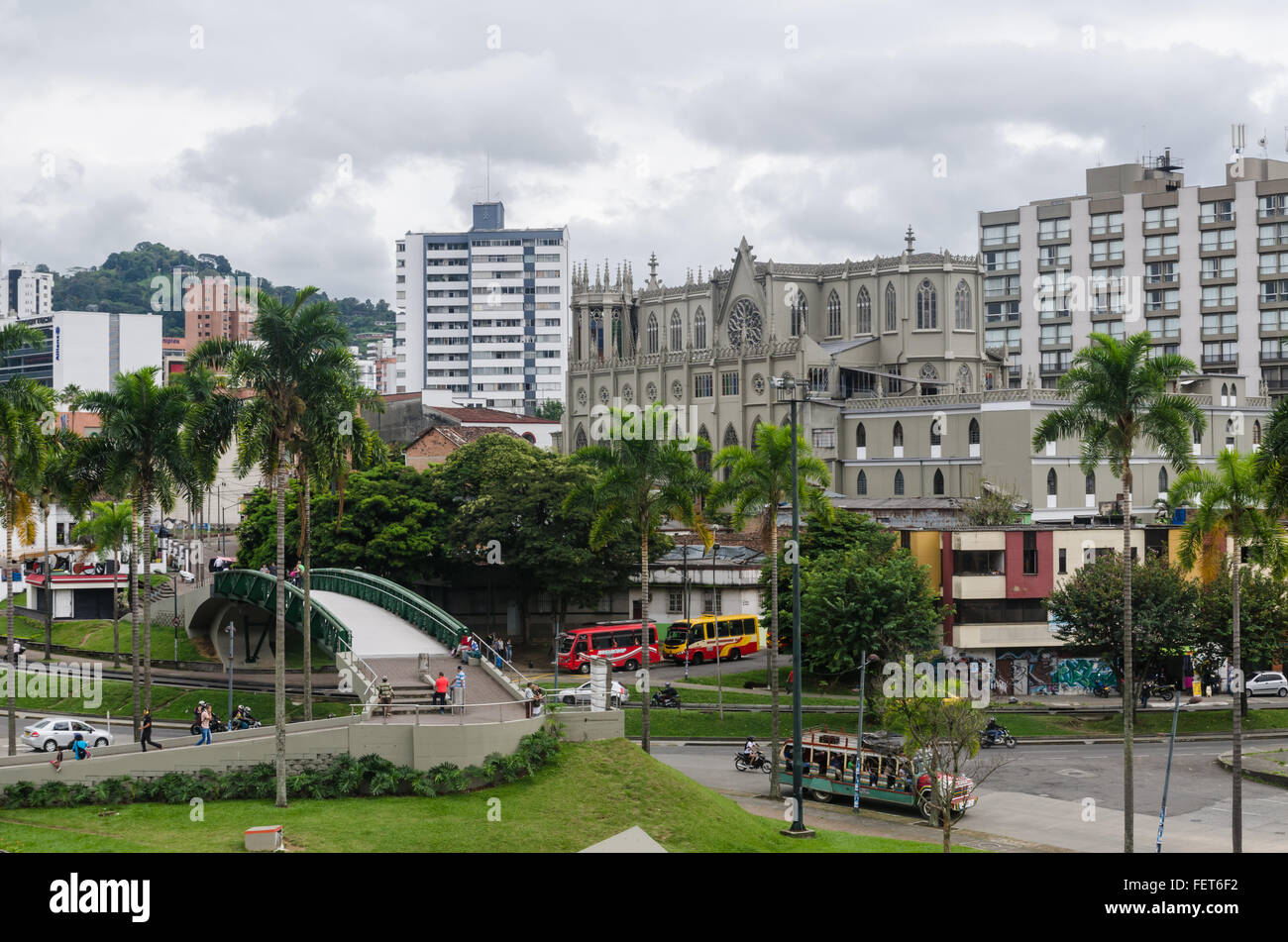 Views towards the Iglesia San Jose from the Plaza Victoria, Pereira