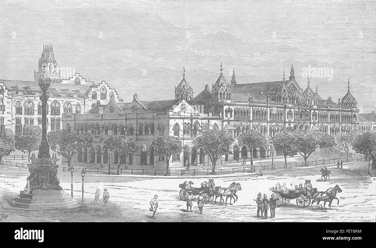 INDIA Elphinstone High School, Mumbai 1880. Illustrated London News Stock Photo