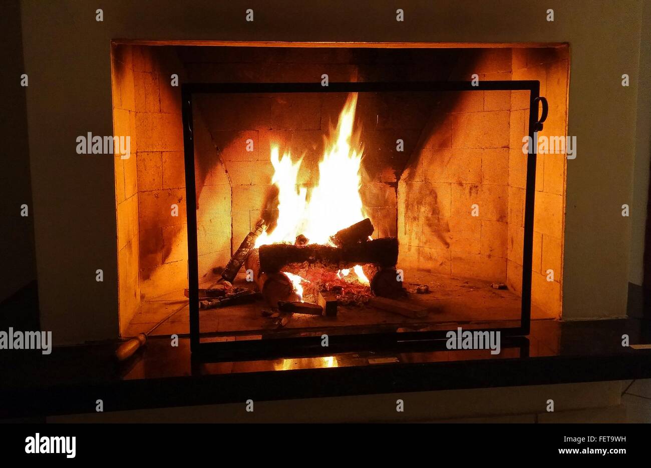 View Of Fireplace Stock Photo