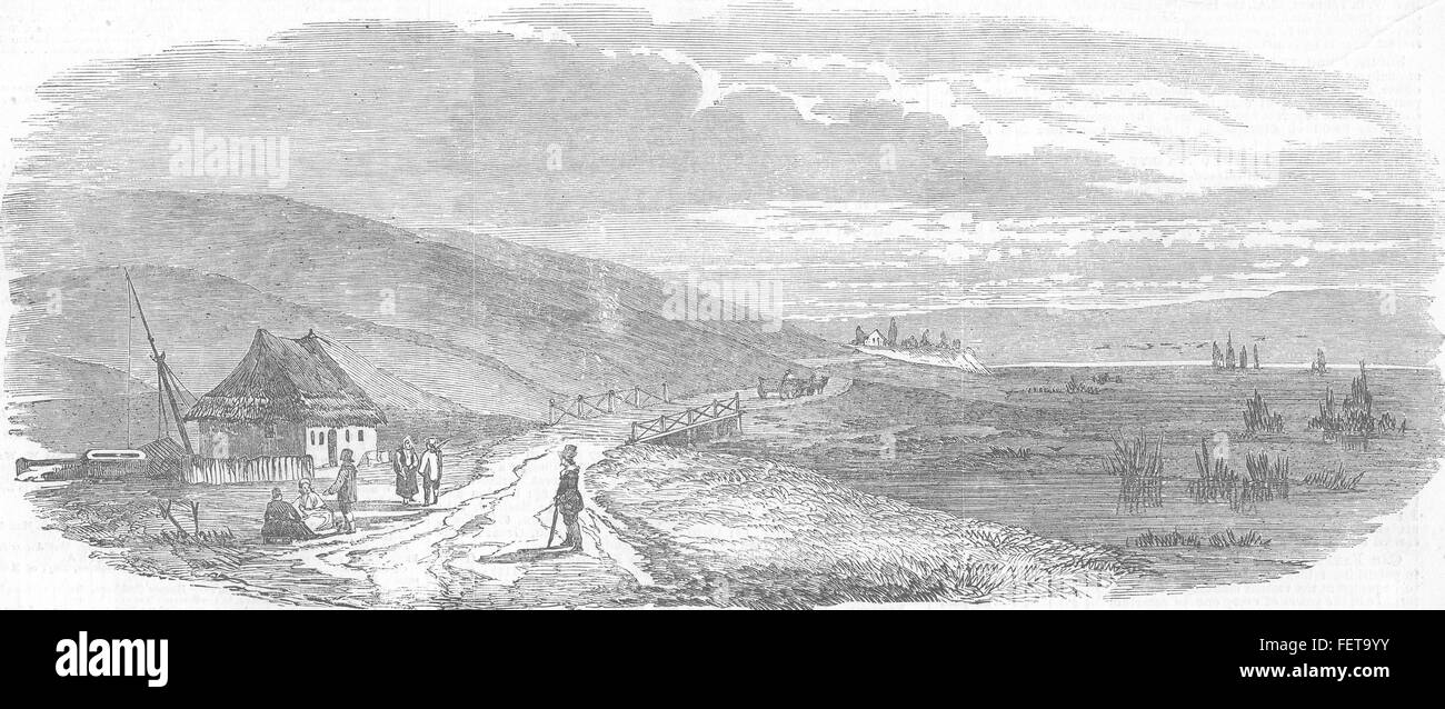 ROMANIA Banks of the Prut, border with Moldova 1853. Illustrated London News Stock Photo