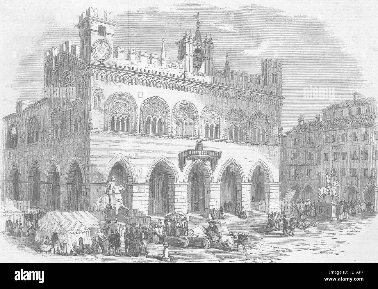 ITALY The town hall of Piacenza 1859. Illustrated London News Stock ...