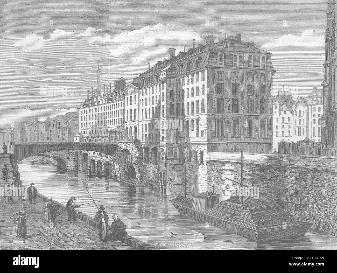 FRANCE Paris Demolitions-The Hotel Dieu 1859. Illustrated London News Stock Photo