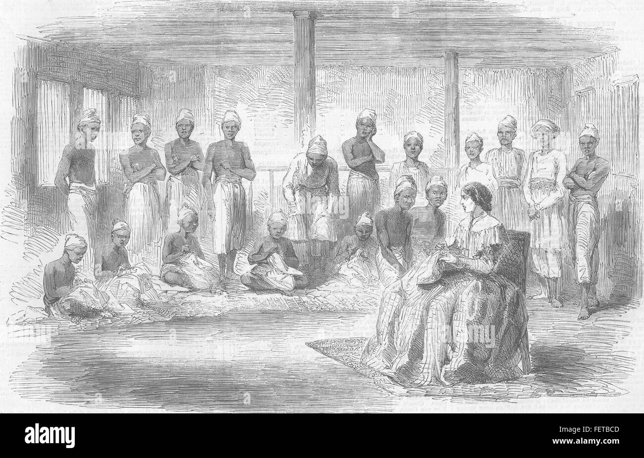 INDIA David Sassoon Institution at Mumbai 1859. Illustrated London News Stock Photo