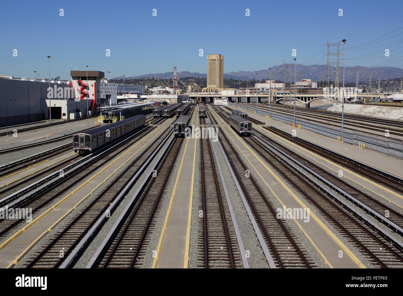 Tracks and Metro rail station at Los Angeles, California Stock Photo - Alamy
