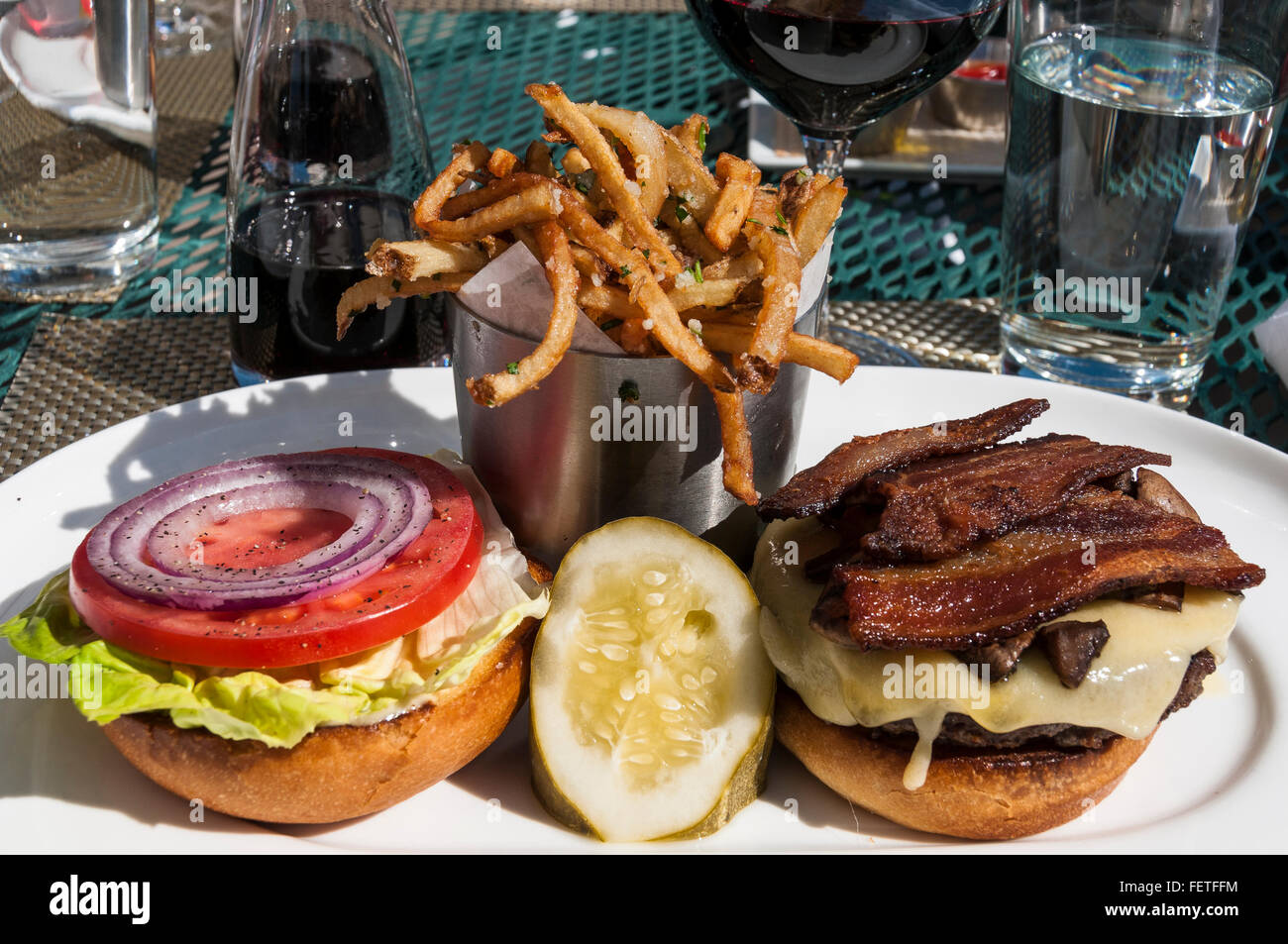 Larkburger and truffle fries, Larkspur Restaurant, Golden Peak base