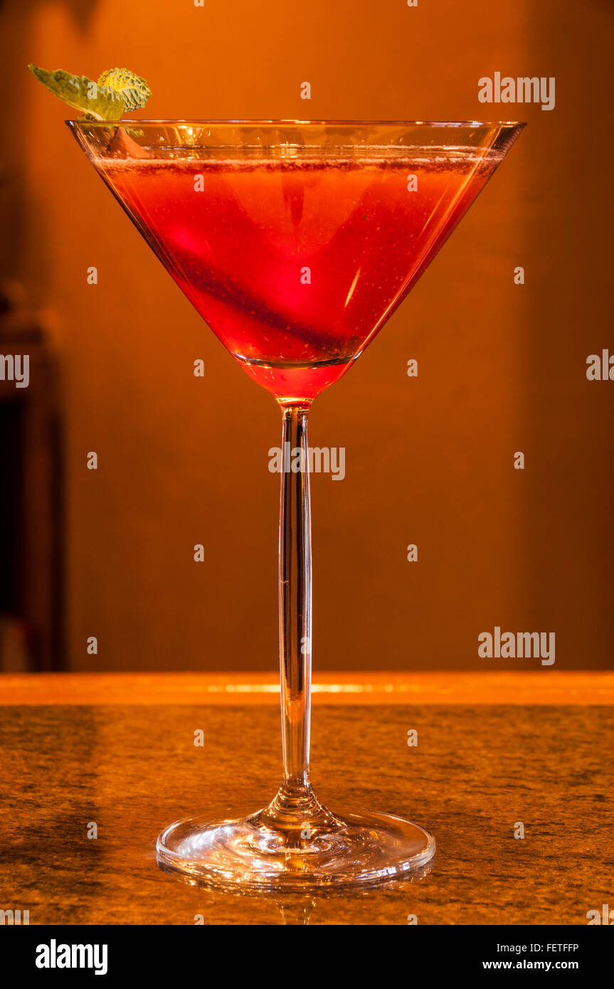 Fig tree cocktail, Game Creek Restaurant, Vail Resort, Vail, Colorado. Stock Photo