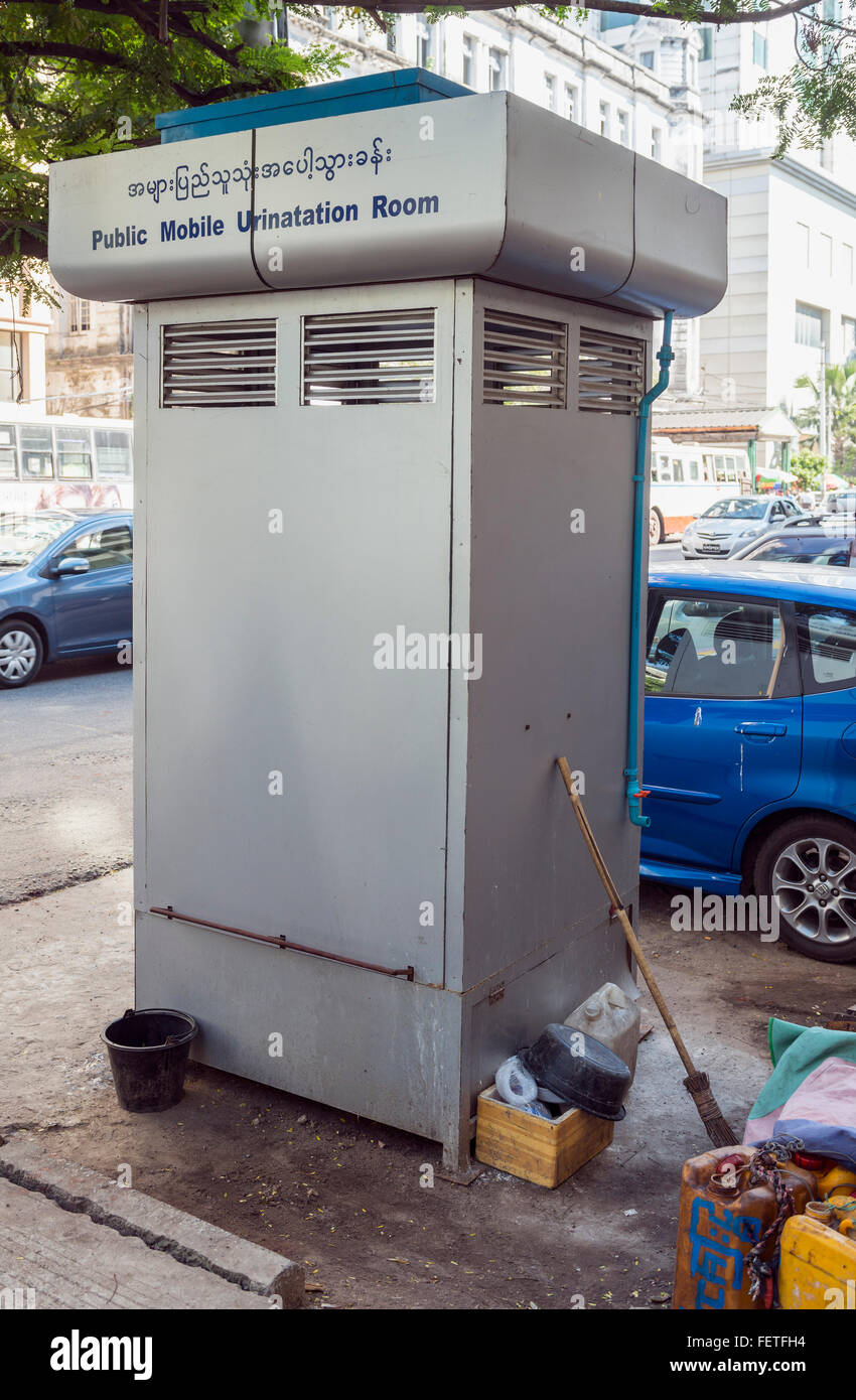 Public mobile urination room, Burma Stock Photo