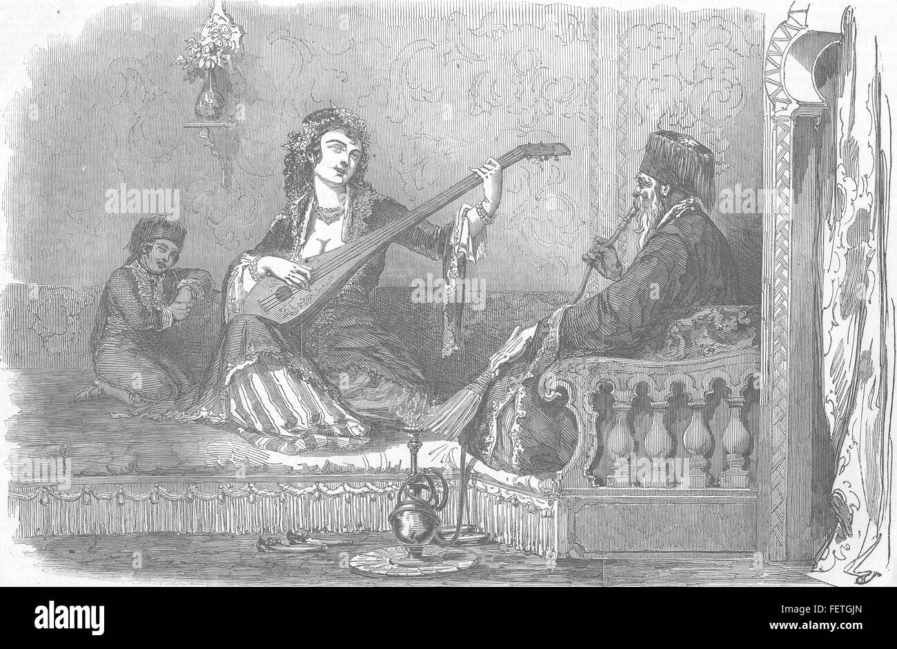 TURKEY The Pacha and his wife 1853. Illustrated London News Stock Photo