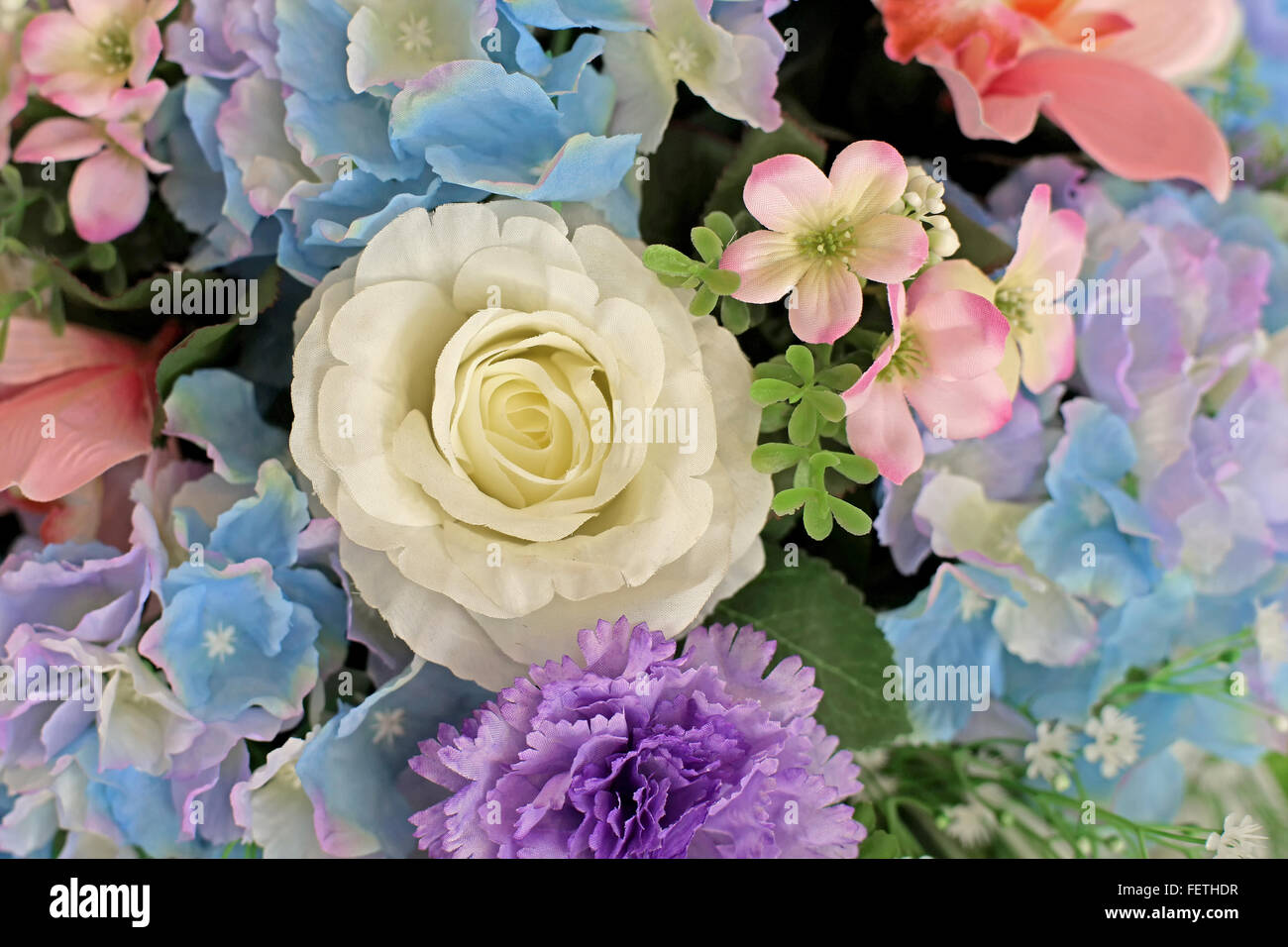 colorful of rose artificial flower as background Stock Photo