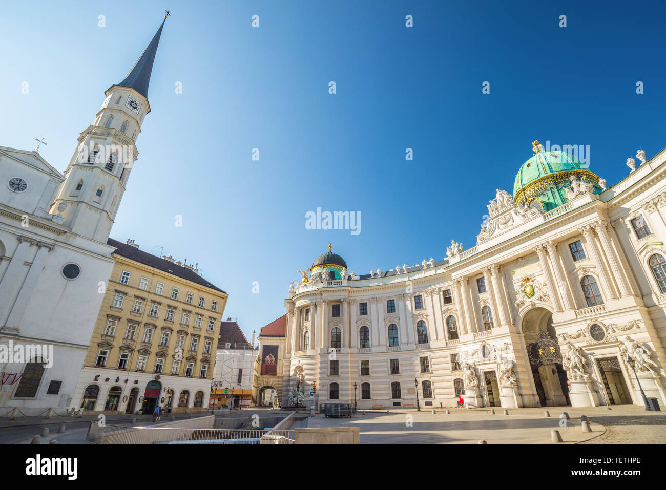 Michaelerplatz and Hofburg palace , Vienna , Austria Stock Photo