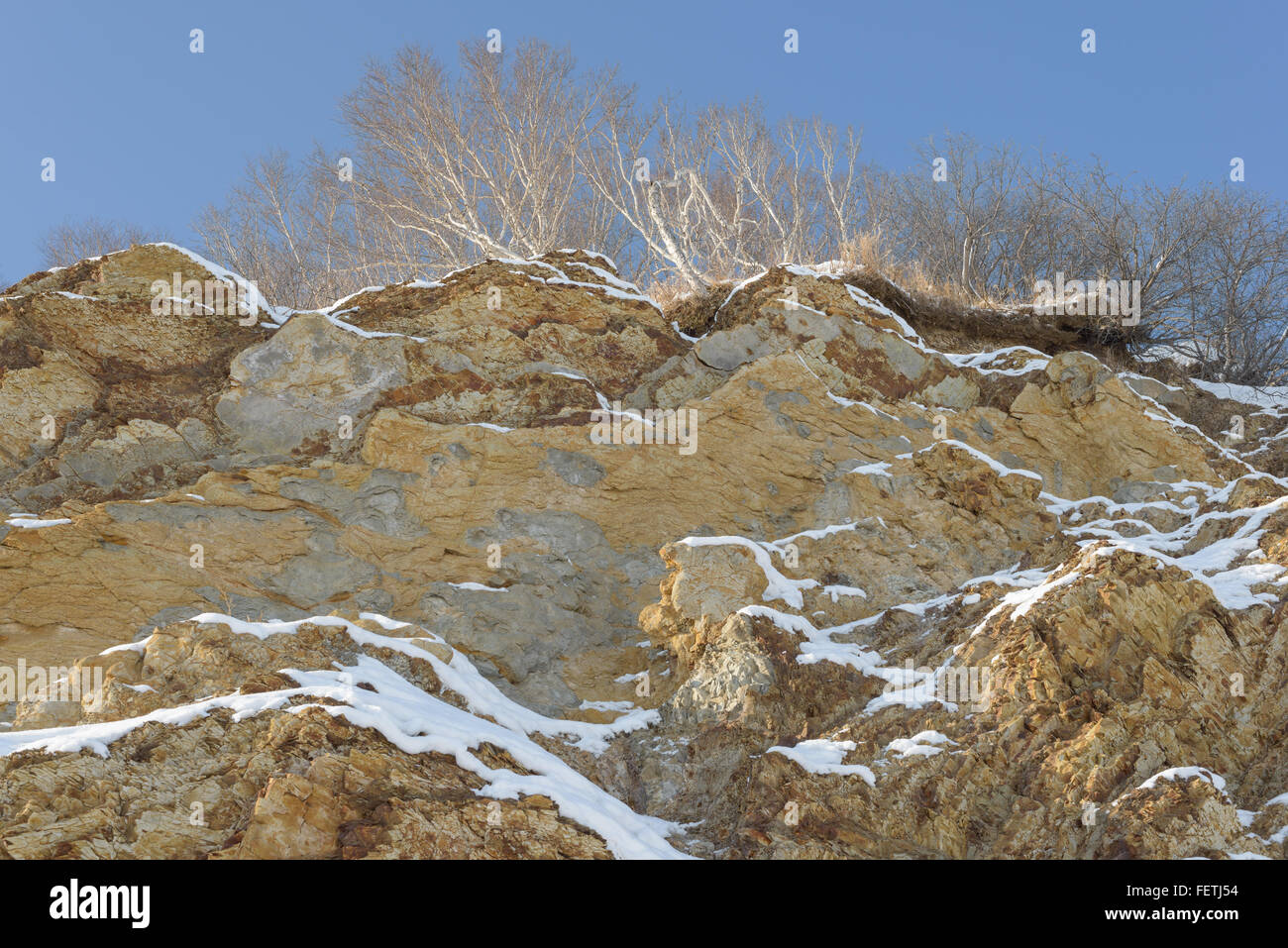 The rocky slope, Sakhalin Island, Russia. Stock Photo