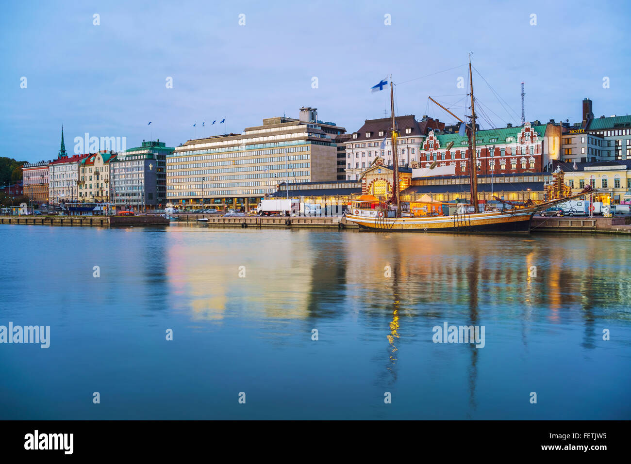 Helsinki harbor at dask Stock Photo