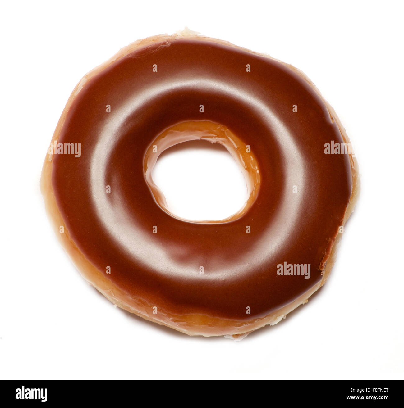Isolated chocolate glazed ring donut over white Stock Photo Alamy