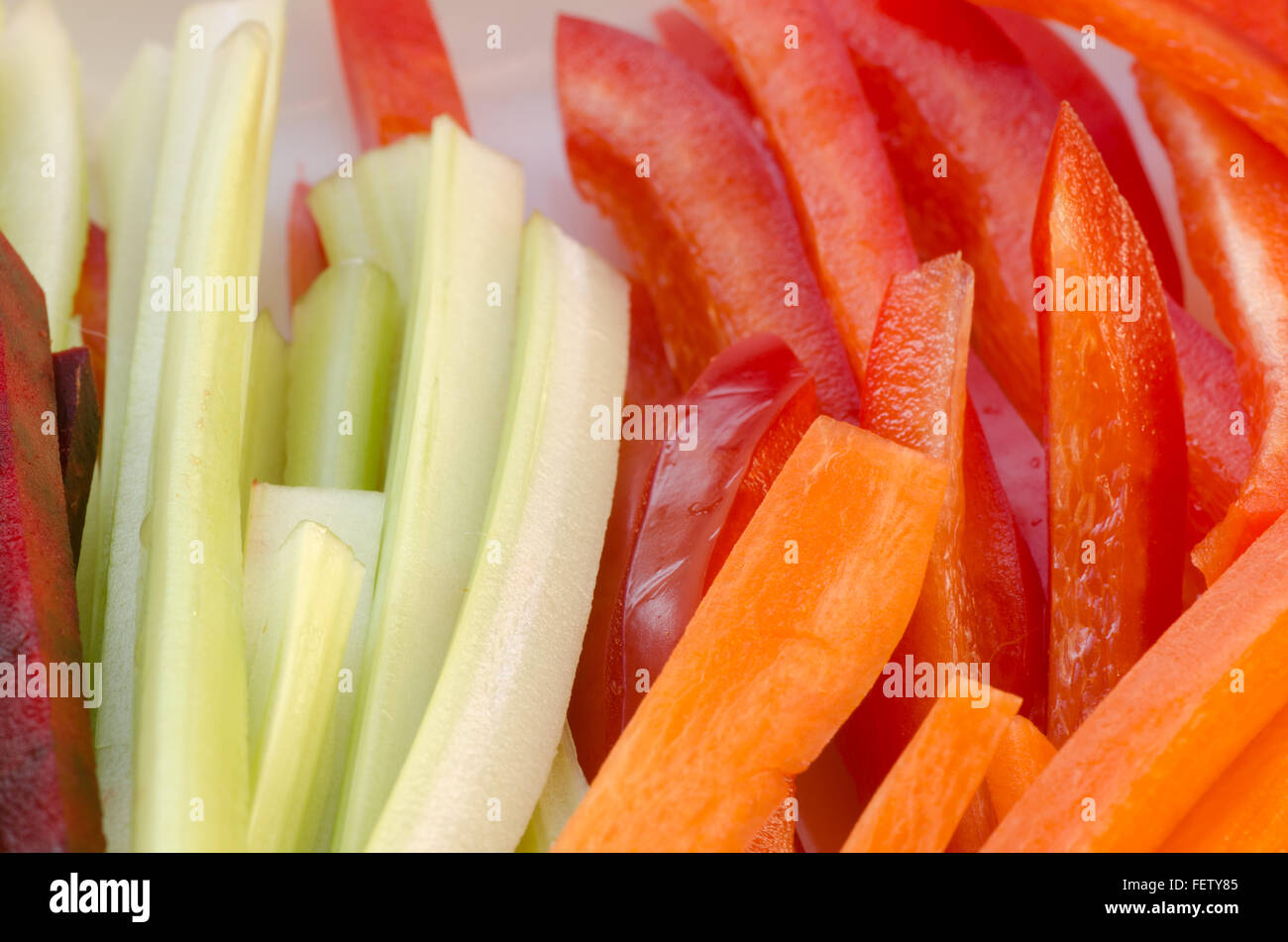 closeup to raw chopped vegetables Stock Photo