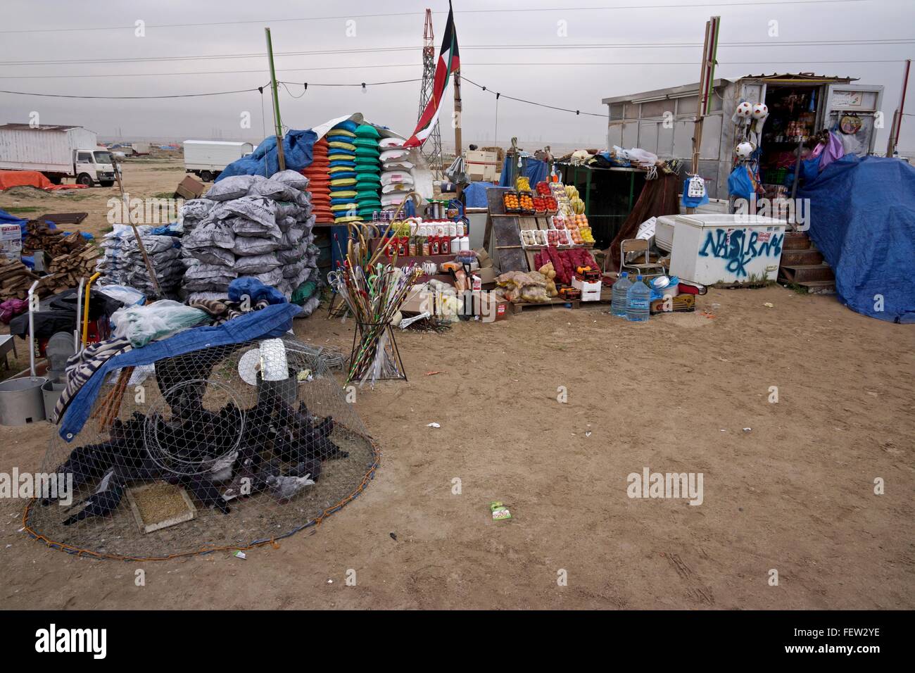 Outdoor market stall in the desert Stock Photo