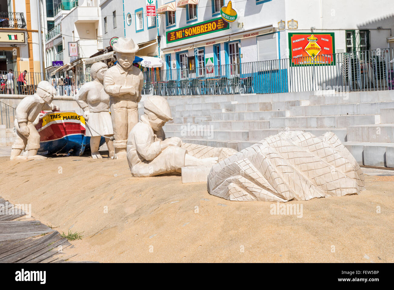 Tres Marias statues, beach decoration, Albufeira, Algarve, Portugal