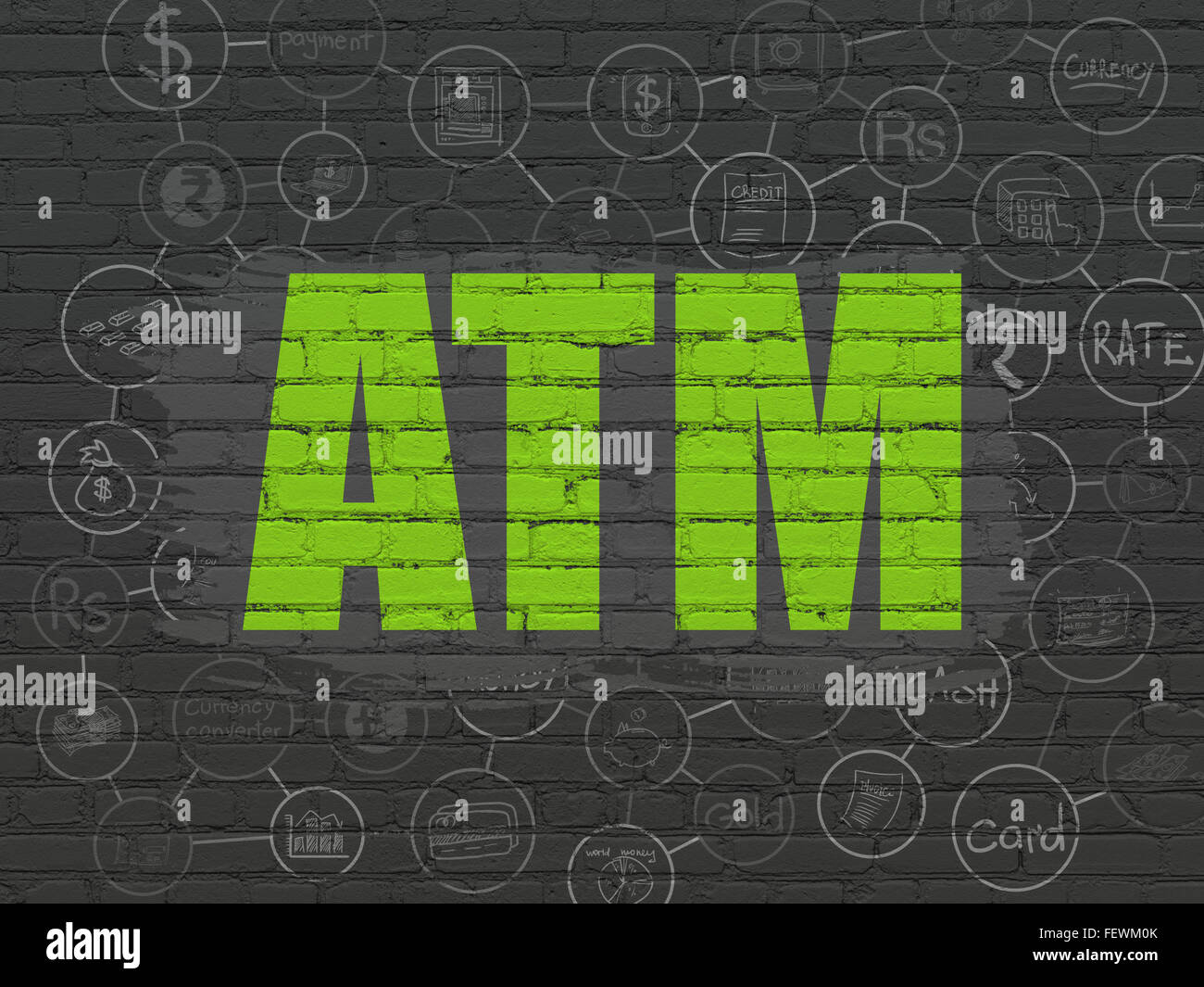 Currency concept: ATM on wall background Stock Photo - Alamy