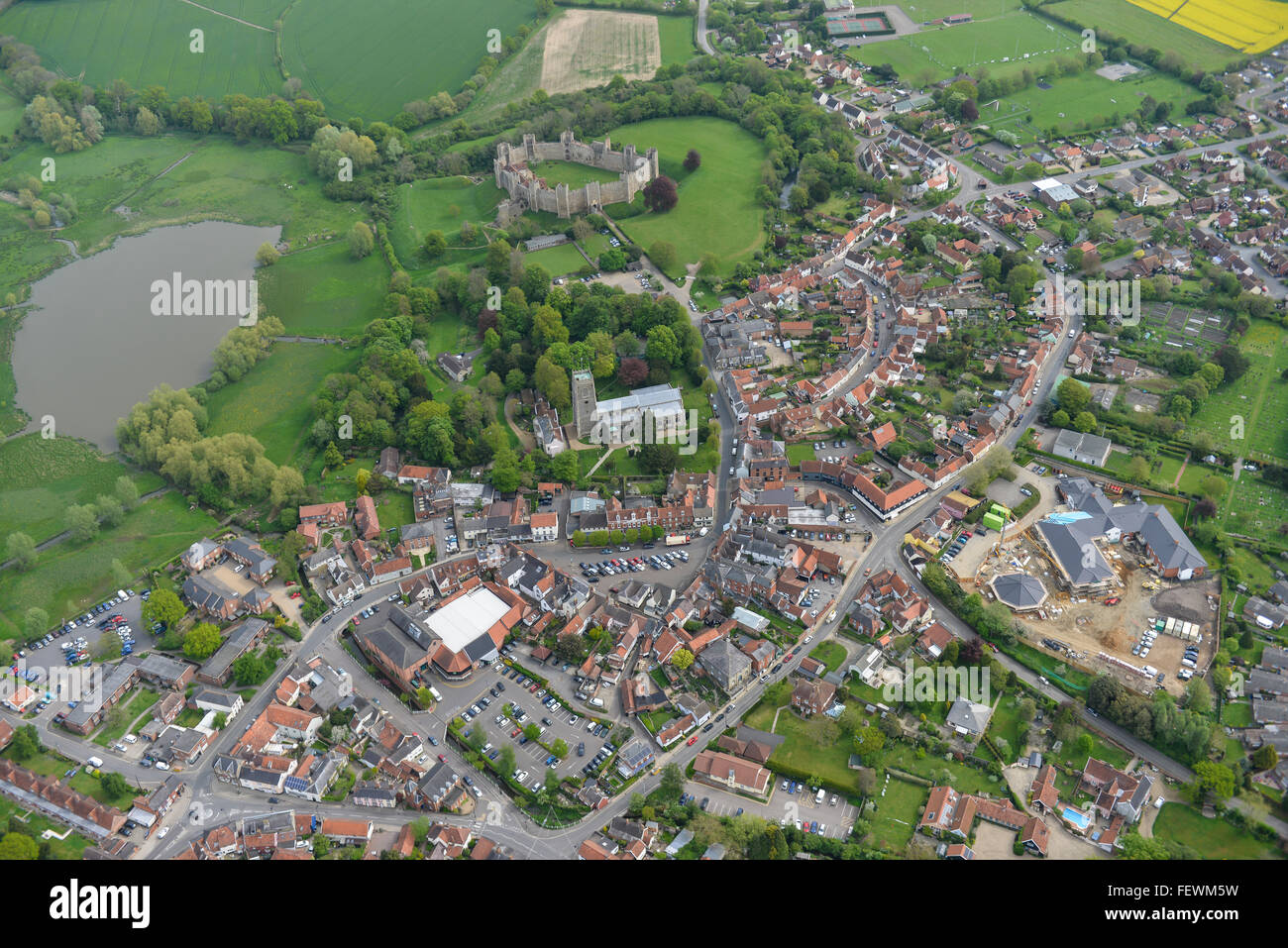 An aerial view of the Suffolk town of Framlingham Stock Photo Alamy
