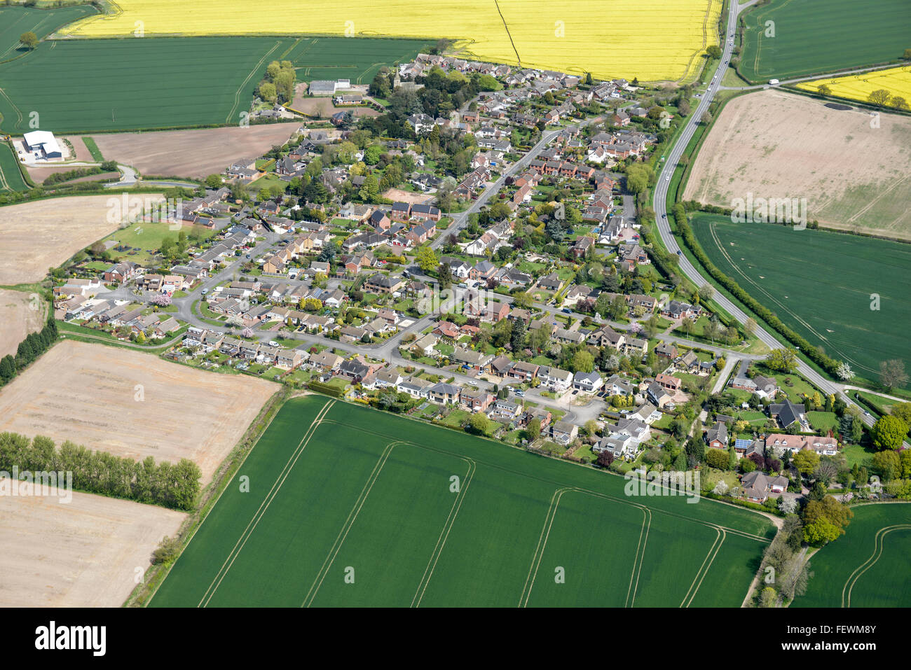 An aerial view of the Leicestershire village of Fenny Drayton Stock