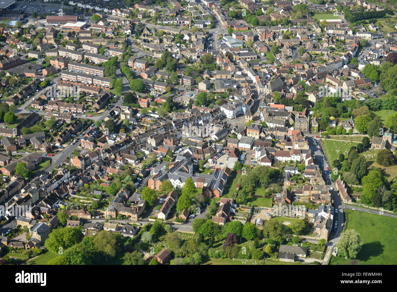 An aerial view of the Oxfordshire town of Faringdon Stock Photo