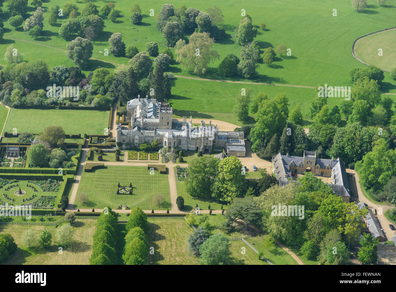 An aerial view of a typical English stately home in Northamptonshire Stock Photo