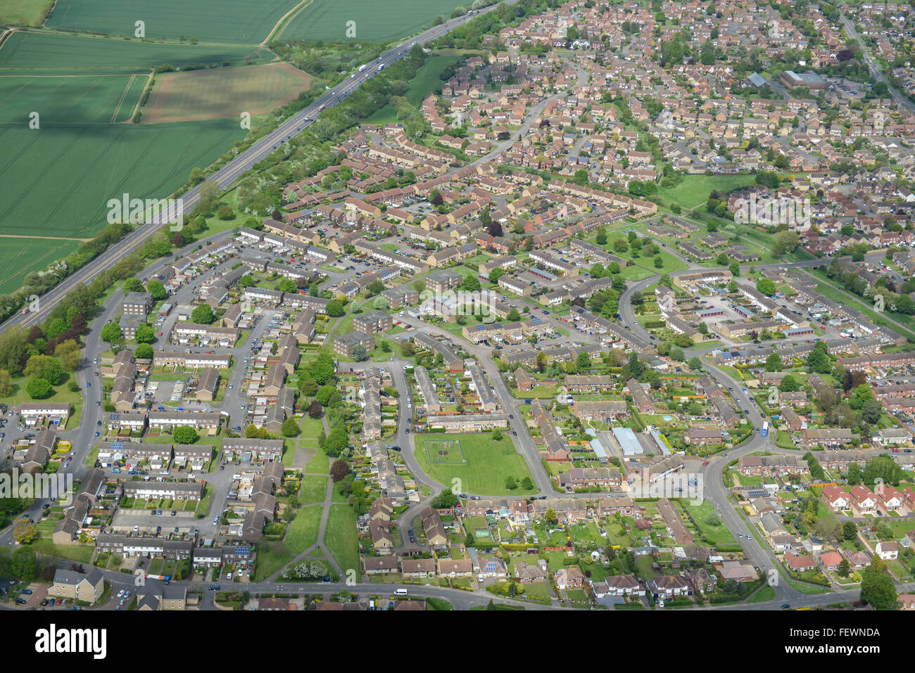 An aerial view of Eaton Socon, part of St Neots, Cambridgeshire Stock Photo