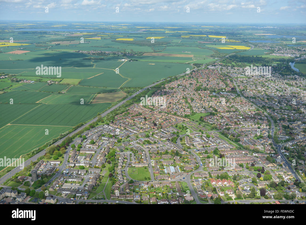 An aerial view of Eaton Socon, part of St Neots, Cambridgeshire Stock