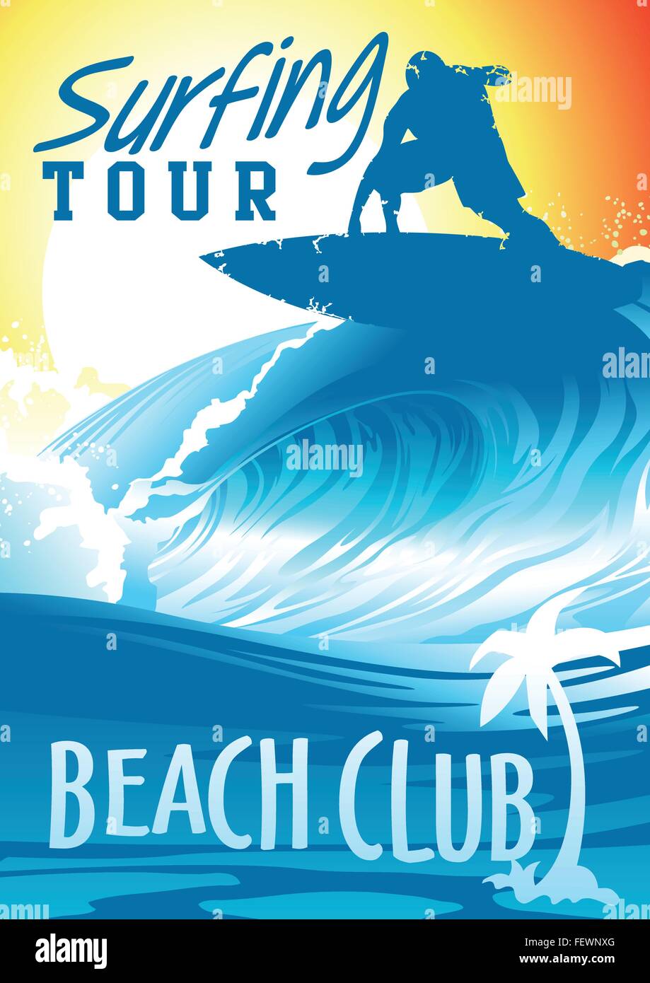 Big wave surfing Stock Vector Images - Alamy