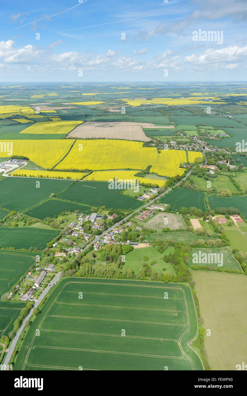 An aerial view of the Bedfordshire village of Colmworth and surrounding countryside Stock Photo