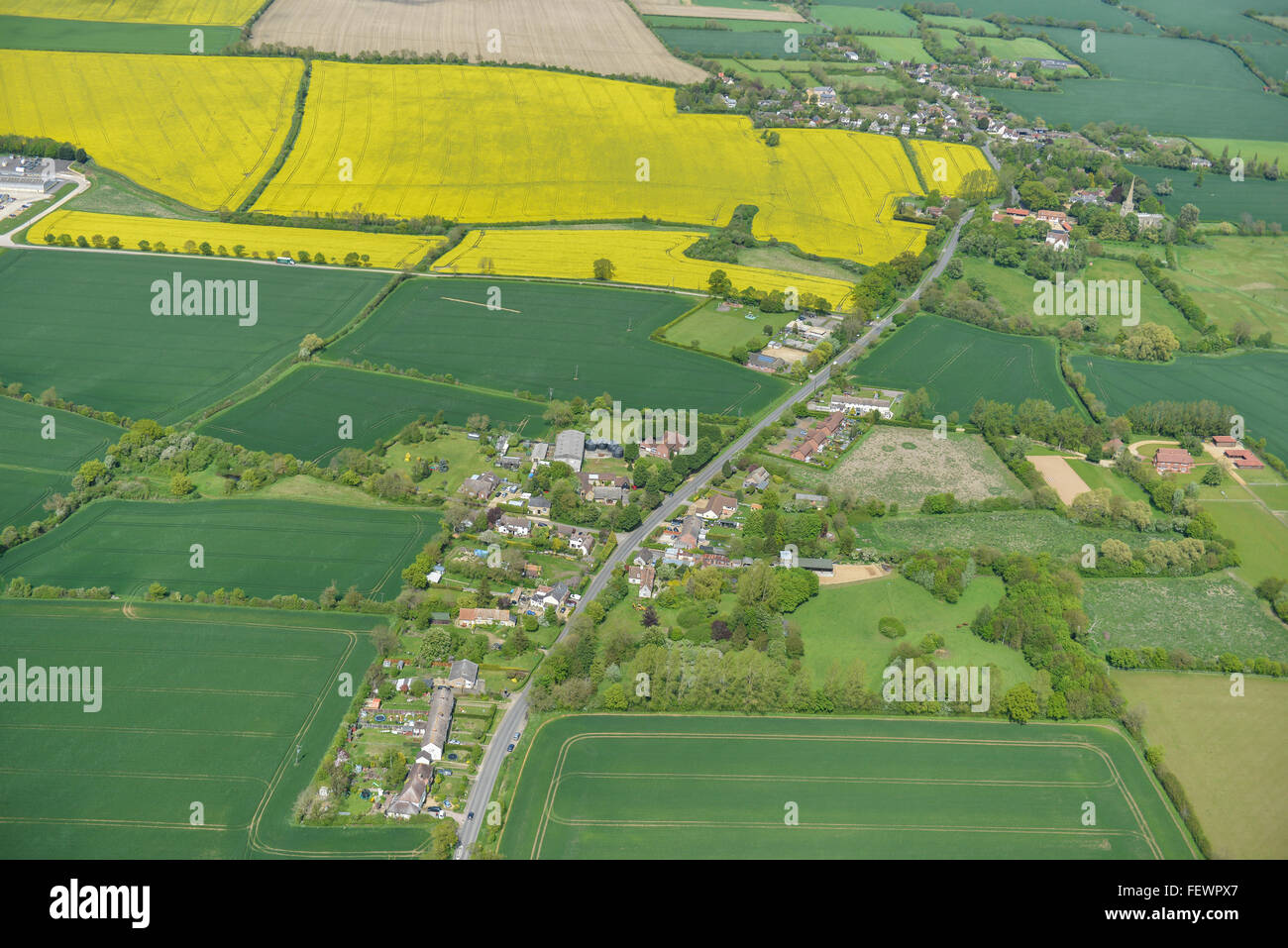 An aerial view of the Bedfordshire village of Colmworth and surrounding countryside Stock Photo
