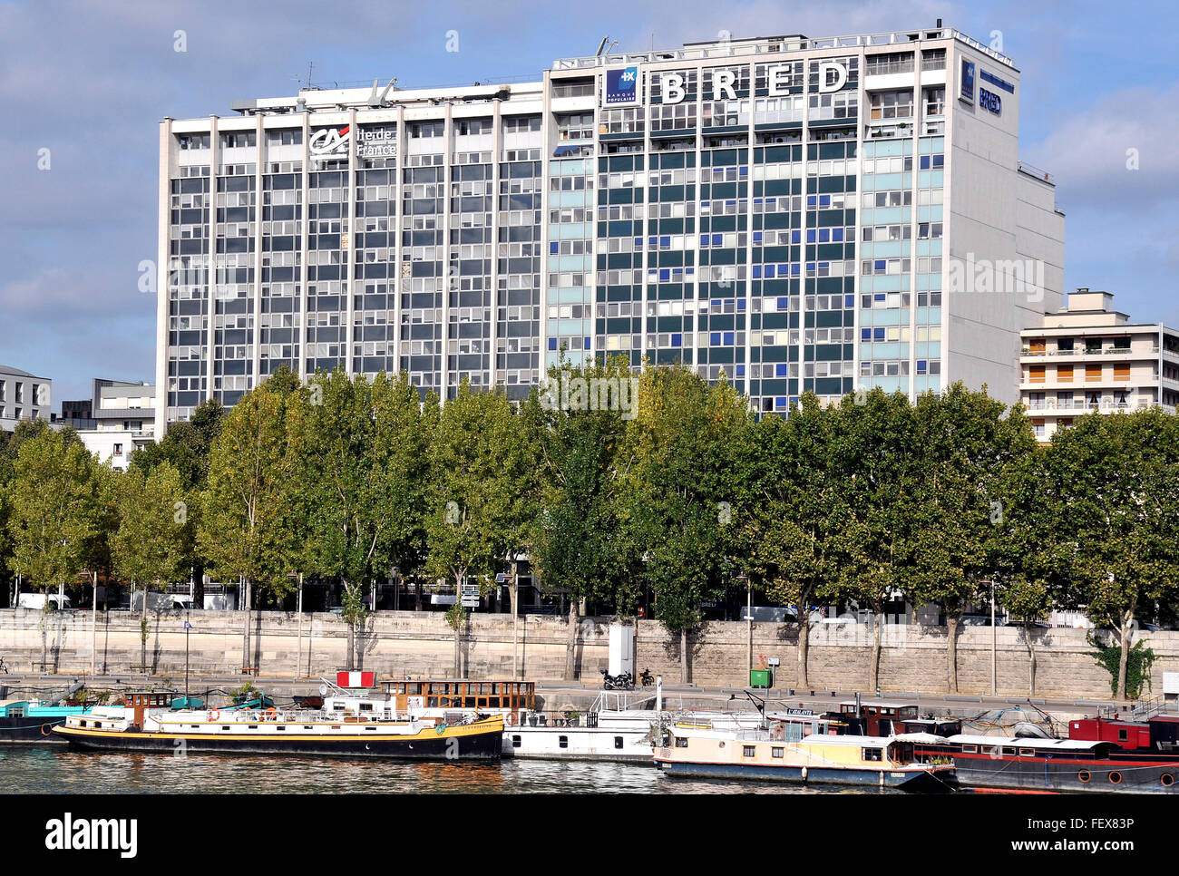 Bred Banque Populaire and Credit Agricole buildings banks Paris France Stock Photo
