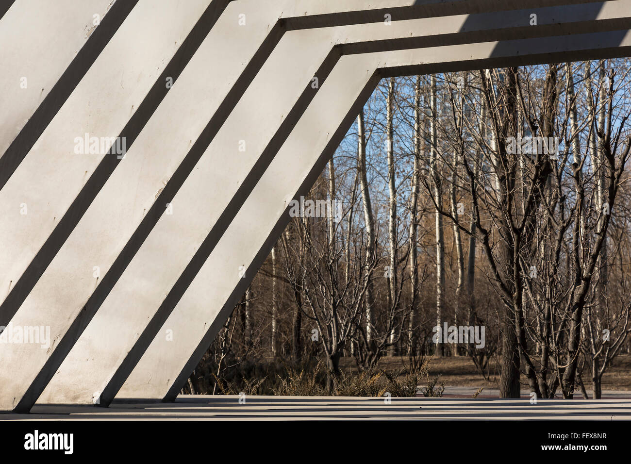 Beijing, China. February 2016 - Hexagon pattern on a building in Sun ...