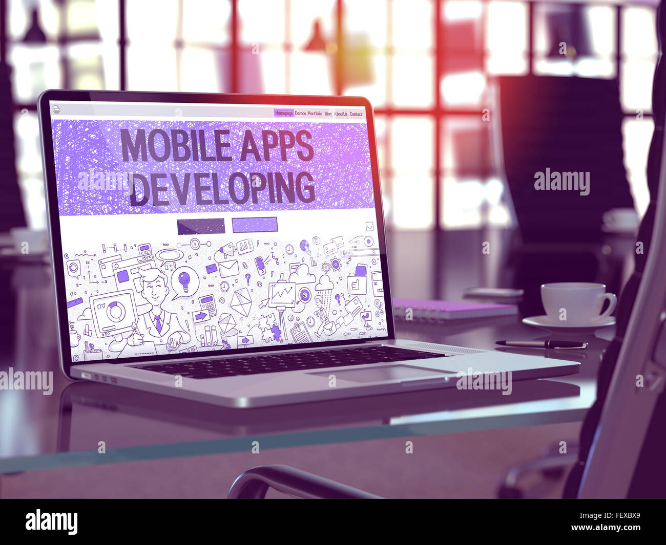 Mobile Apps Developing Concept on Laptop Screen Stock Photo Alamy