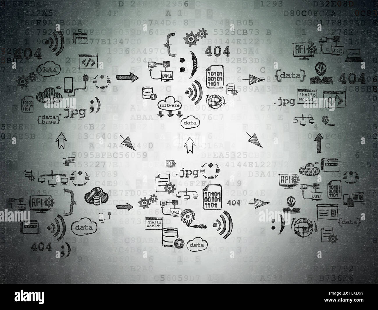 Digital background: Digital Paper with Hand Drawn Programming Icons ...