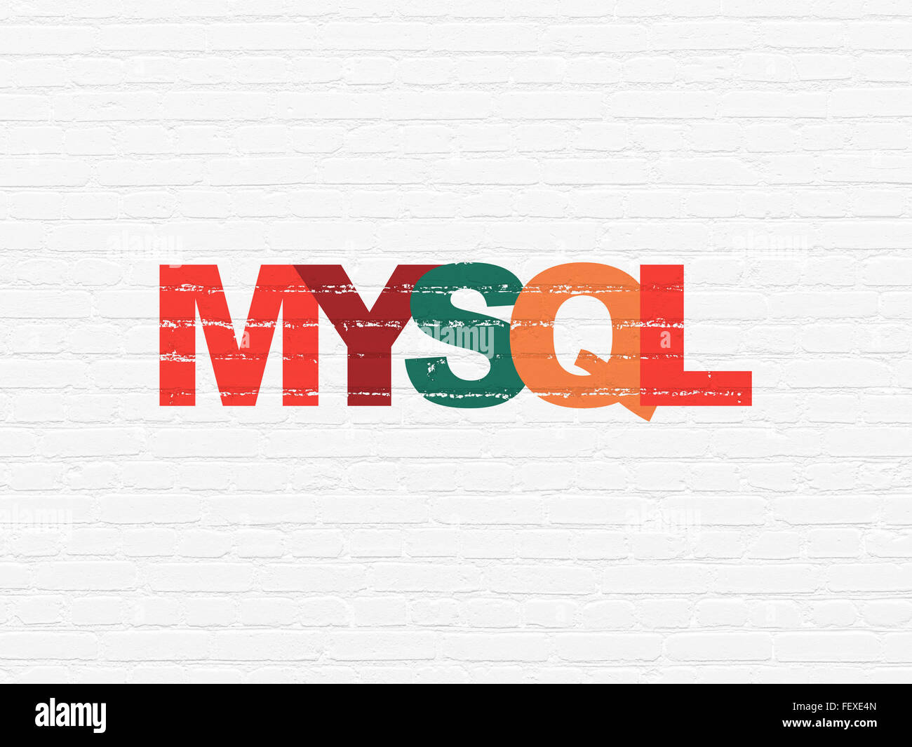 Programming concept: MySQL on wall background Stock Photo - Alamy