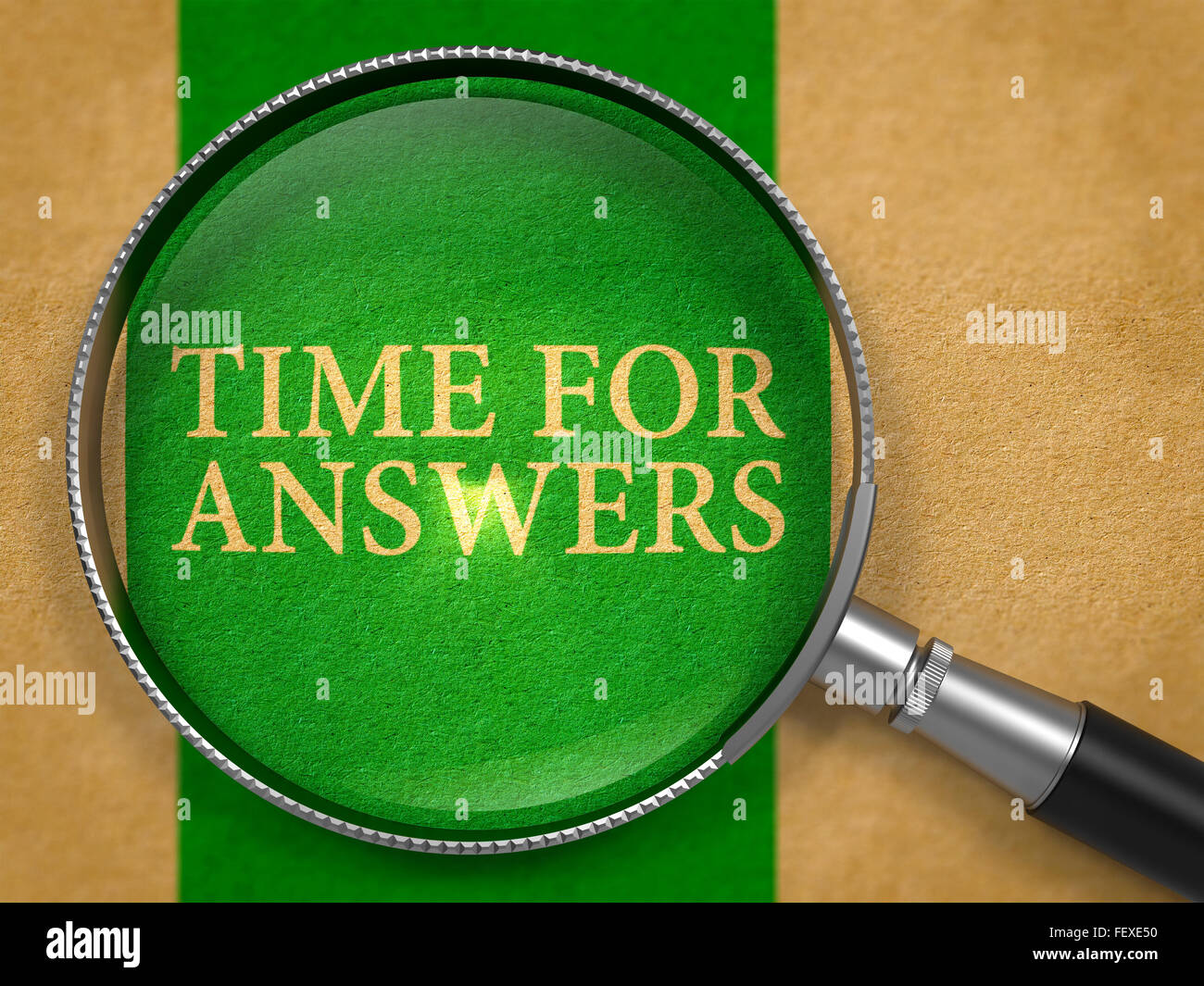 Time for Answers through Loupe on Old Paper Stock Photo Alamy