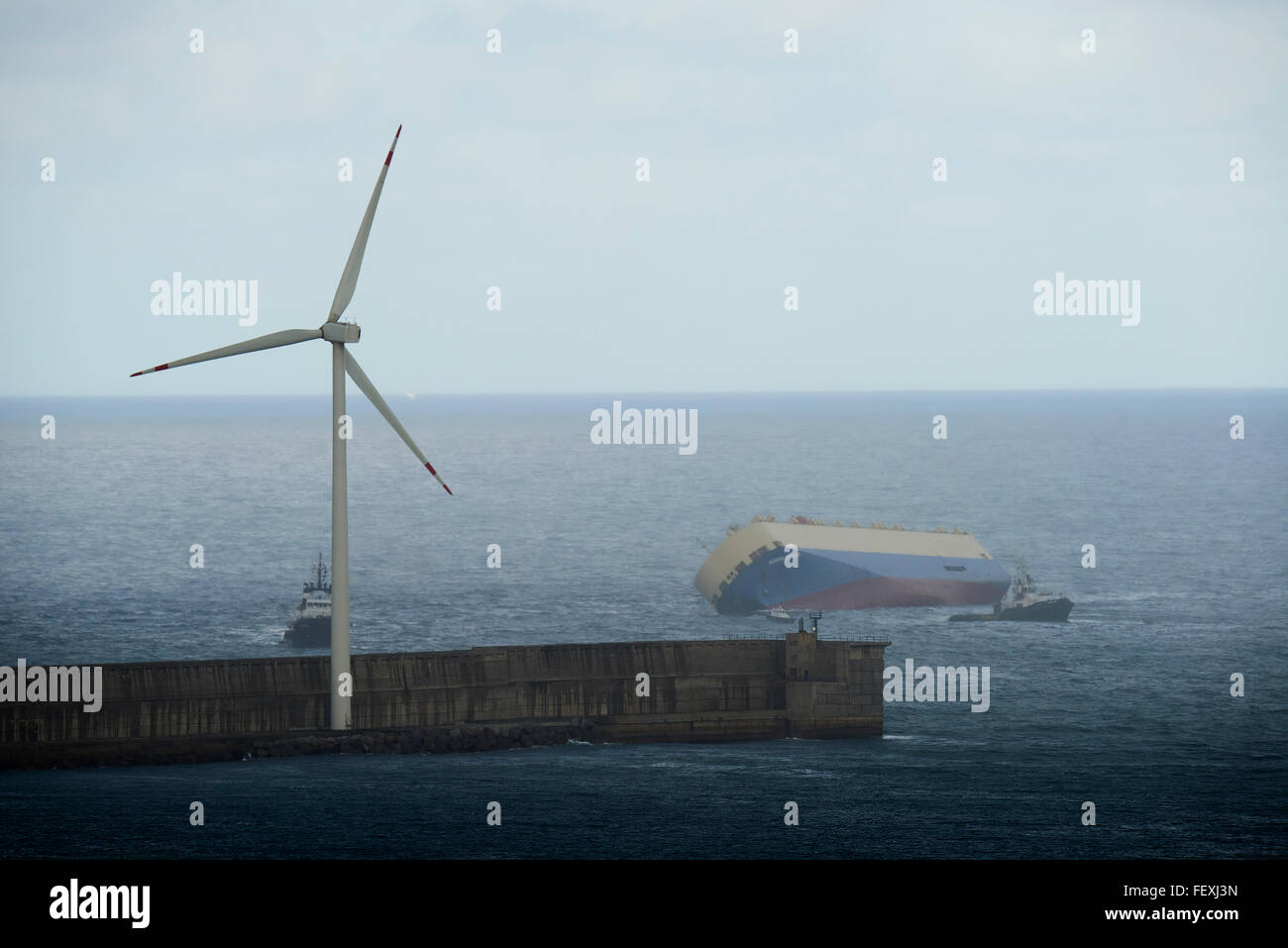 Cargo Ship Modern Express Arriving at Port of Bilbao, Biscay, Basque