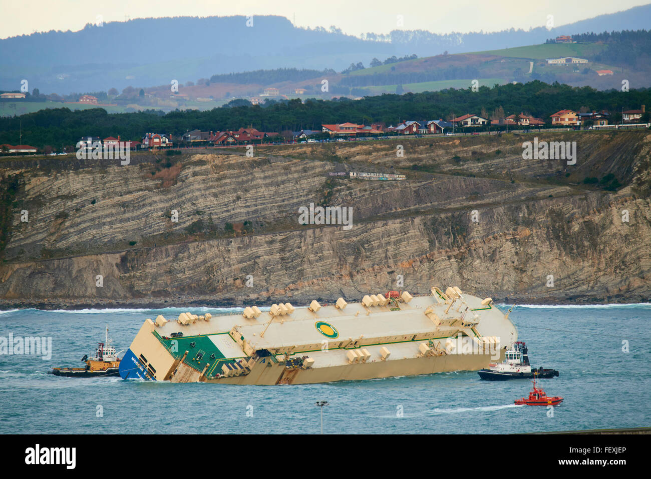 Cargo Ship Modern Express Arriving at Port of Bilbao, Biscay, Basque