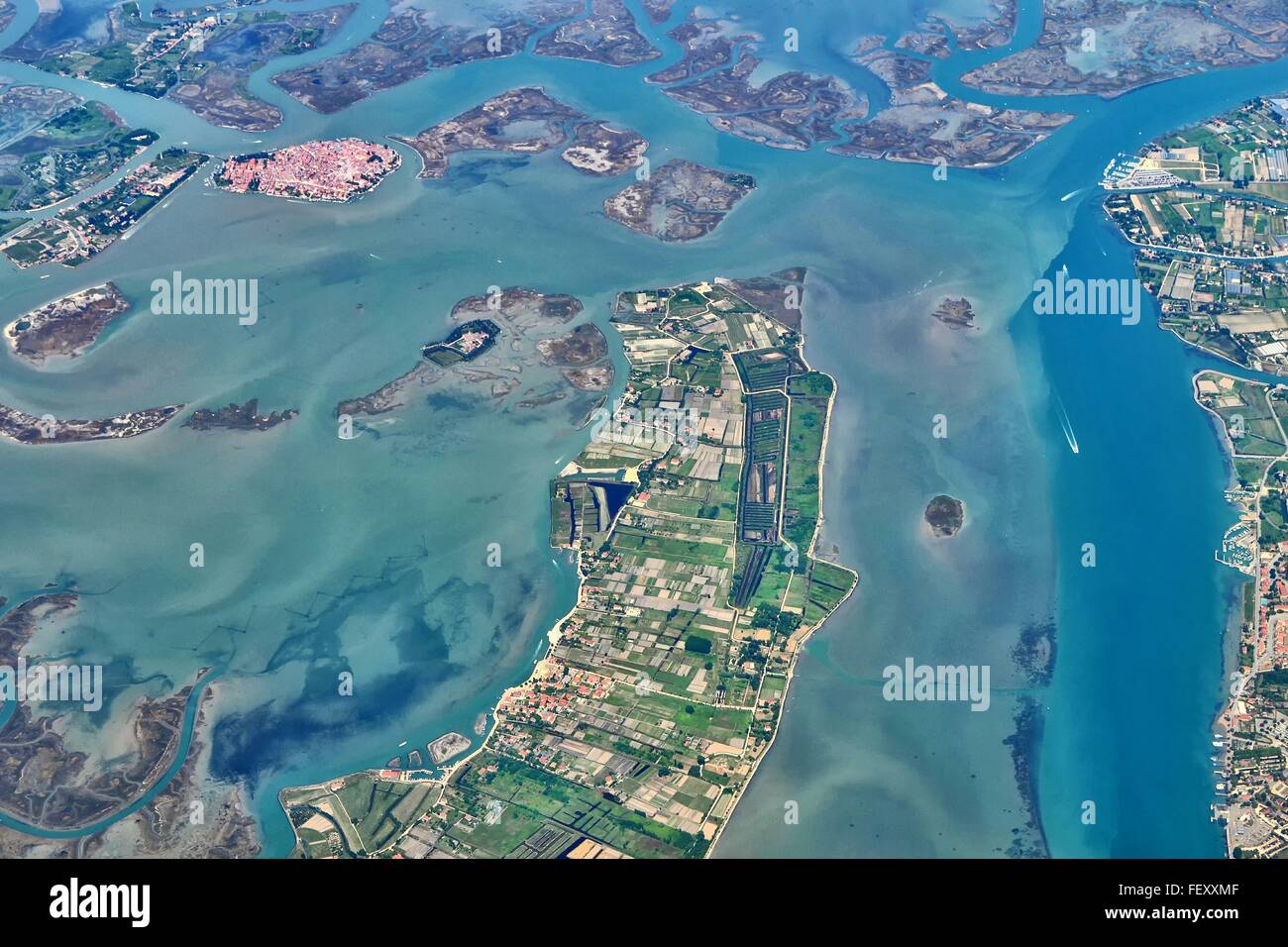 Aerial View Of Cityscape And Inlets Stock Photo